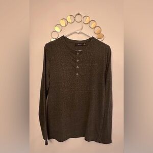 Marc Anthony Men’s Henley Tee Shirt- Dark Grey Colour- Size Small- Long Sleeves.